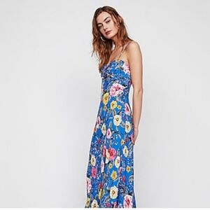 Express Blue Multicolor Maxi with Spaghetti Straps Dress Size 10